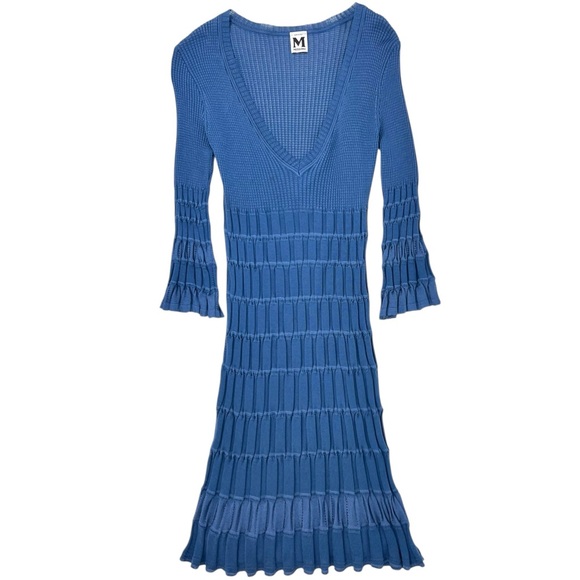 Missoni Dresses & Skirts - Missoni Blue Fitted Cotton Blend Knit V-Neck Mini Dress with Matching Liner